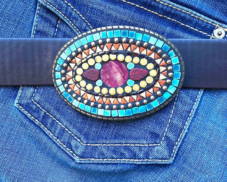 Mosaic Belt Buckle ,belt Buckle, Mosaic Design, Statement Belt Buckle