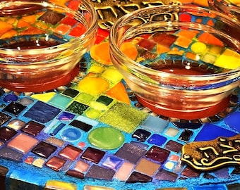 Mosaik Seder Platte, Pessach-Mosaikplatte, Passover-Stolz, Passover-LGBTQ, Passover-Judaica, jüdische Geschenke, LBGTQ-Geschenke, Hochzeitsgeschenke, Mosaikkunst