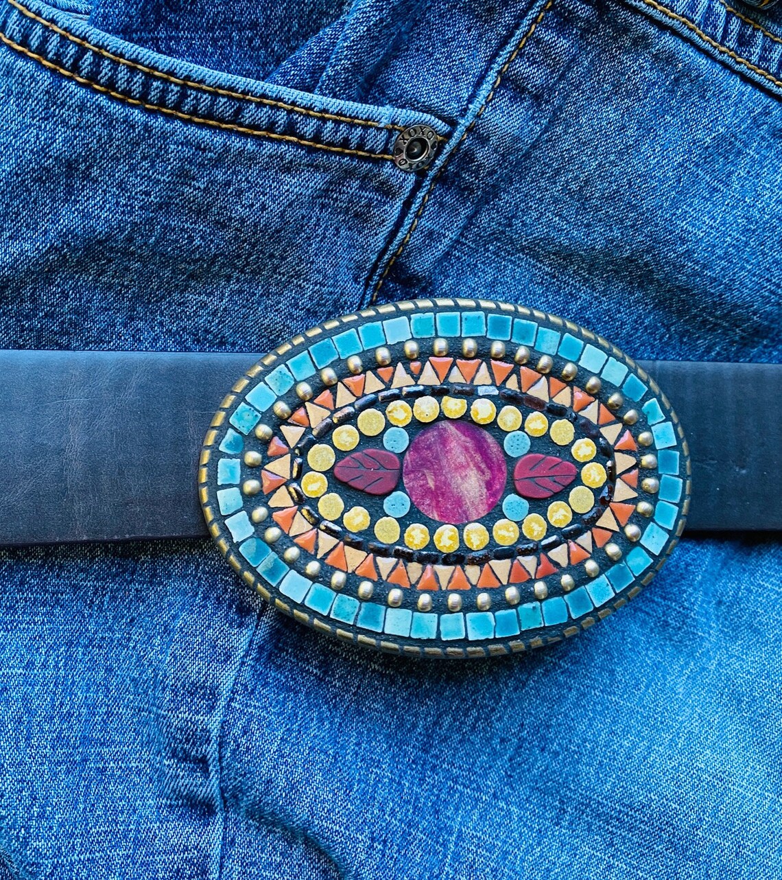 Mosaic Belt Buckle ,belt Buckle, Mosaic Design, Statement Belt Buckle