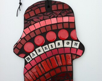 Mosaik Hamsa, personalisiertes Mosaik Jedaica, Mosaikkunst, Wählen Sie einen Namen, personalisierte Hamsa, personalisiertes jüdisches Geschenk,Judaica Kunst, jüdisches Geschenk
