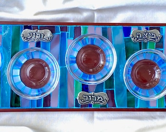 Mosaik Seder Platte, Pessach Platte Judaica, Pessach Platte Judaica, Pessach Tablett, Pessach Tablett, Judaica Kunst, Mosaik Kunst, Jüdische Kunst