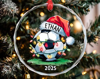 Soccer Ornament Personalized with Name, Player Coach Team Gift, Sports Christmas Keepsake