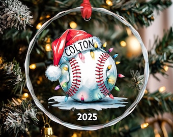 Personalized Baseball Ornament, Custom Name & Year Christmas Gift, Player Coach Team Keepsake