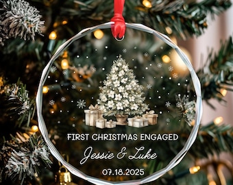 First Christmas Engaged Ornament, Personalized Engagement Holiday Gifts, Xmas Couple Keepsake