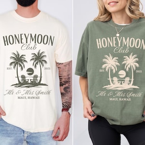 Custom Mr and Mrs Shirts, Couples Honeymoon Club Shirt, Just Married Shirt,Beach Wedding Party Gift, Gift For Newlywed,Honeymoon Vibes Shirt