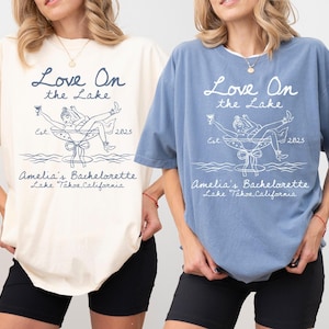 Love on the Lake Bachelorette Party Shirts, Custom Martini Girl Trip Lake Bach Party, Camp Bride Comfort Colors Tees, Camping Hiking Bride