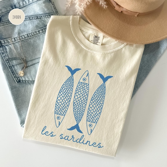 Les Sardines Tin Fish Graphic Tee, Comfort Colors Shirt