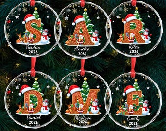 Personalized Monogram Christmas Ornament 2026, Custom Initial Name Holiday Tree Decoration, Family Christmas Gift