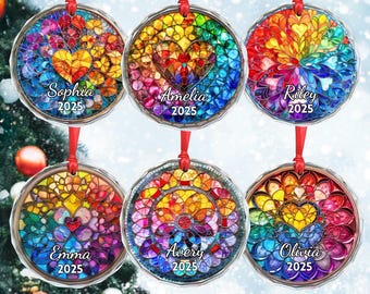 Personalized Stained Glass Ornament 2026, Custom Name Christmas Keepsake, Family Holiday Gifts
