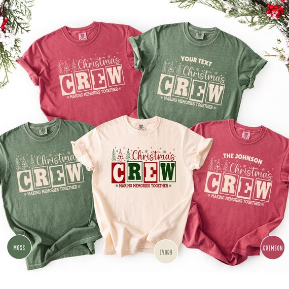 Personalized Christmas Crew Shirts, Retro Matching Family Comfort Colors® Holiday Tee,Family Reunion Shirts Xmas Gift for Family