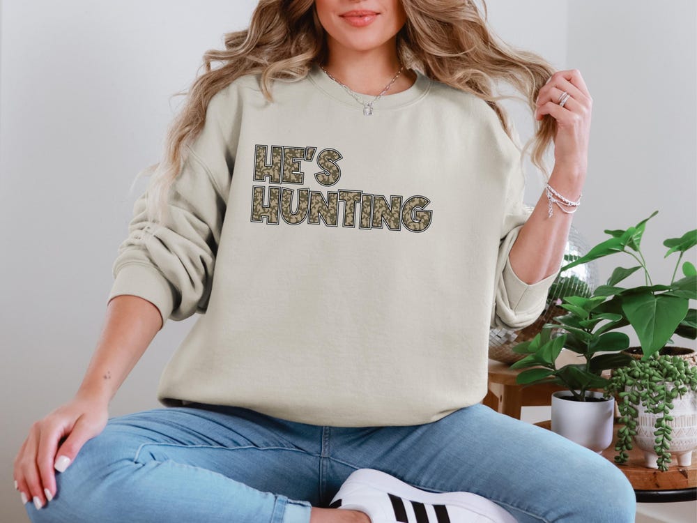 He'S Hunting Sweatshirt,Wife Hunting Season Shirt,Deer Hunters Shirt,Abandoned Hunting Wife,Duck Hunting Wife,Deer Hunting Wife,Hunting Gift Alwasky