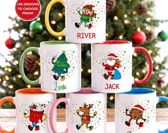 Personalized Kids Christmas Mug, Custom Name Hot Cocoa Cup, Holiday Mugs for Kids, Stocking Stuffer Gift