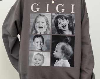 Custom Gigi Sweatshirt, Kids Photo Collage Sweater, Mother's Day Gift For Grandma, Personalized Gigi Sweater, Custom Grandma Gift Sweatshirt