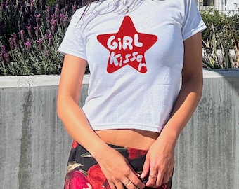 Girl Kisser Lesbian Pride Baby Tee, Funny Girl Kisser Tank Top, Lesbian Proud Party Crop, Gift For Lesbian Friend, Funny Lesbian Baby Tee