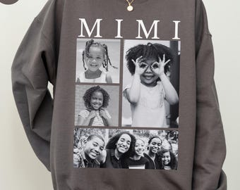 Custom Mimi Sweatshirt, Kids Photo Collage Sweater, Mimi Mother's Day Gift, Personalized Mimi Crewneck Custom Mom Shirt, Custom Grandma Tee