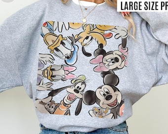 Retro Mickey & Friends Sweatshirt, Disneyworld 2026 Sweater, Mickey And Friends Vacation MatchingShirt, Retro Disney Characters Sweatshirt