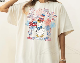 Comfort Colors® Funny Goose 4th Of July Shirt, Patriotic Red White Blue Goose Tee, 250th Anniversary USA Shirt, Independence Day Graphic Tee
