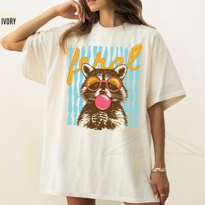 Comfort Colors® Feral Girl Summer Shirt, Preppy Summer T-Shirt, Cute Raccoon Bubble Gum Tee, Funny Girly Beach Gift, Feral Raccoon Beach Tee