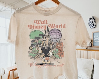 Comfort Colors® Retro Disney World boxy-T-shirt, Happiest Place Disney crop top, vintage Mickey crop, retro aquarel Disney T-shirt, Disney shirt