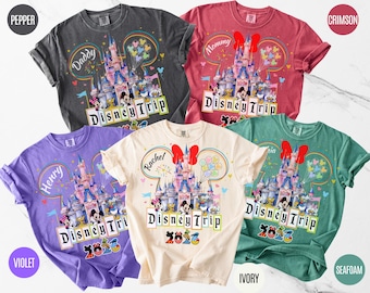 Custom Name Disney Trip 2026 Family Shirts, Comfort Colors Family Vacation 2026 Tee, Disney Castle Trip Matching Shirts, Disneyland 2026 Tee