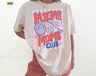 Comfort Colors® Baseball Moms Club Shirt, Trendy Baseball Mama Tee, Baseball Gift For Mom, Retro Baseball Mom Shirt, Sports Mom Club T-Shirt