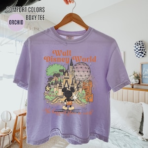 Comfort Colors® Retro Disney World Boxy T-shirt, Happiest Place Disney Crop Top, Vintage Mickey Crop Top, Retro Aquarel Disney T-shirt, Disneyskjorta bild 4