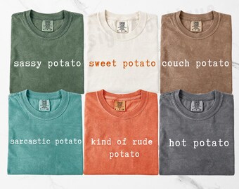 Comfort Colors® Custom Potato Shirt, Matching Thanksgiving T-Shirt, Funny Couple Tees, Personalized Thanksgiving Family Husband Wife Shirts