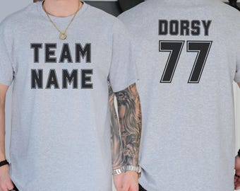 Personalisiertes Team Number Shirt: Name, Vorder- und Rückseite