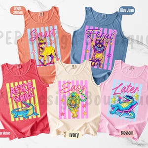 Comfort Colors® Sommer Tier Matching Tanks, Retro Alligator Esel Tiger Katze Tee, farbenfroher Sommer ästhetischer Tank, Tierfreunde T-Shirt