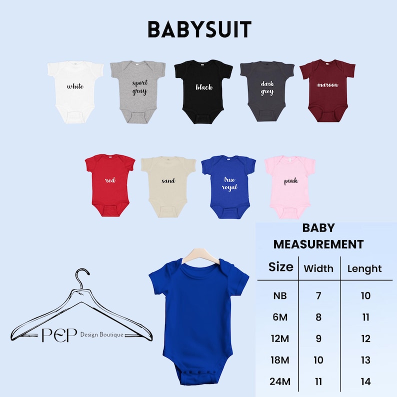 Puede incluir: Un gr&aacute;fico que muestra las medidas de talla, ancho y largo para bodys de beb&eacute;. El gr&aacute;fico muestra tallas desde reci&eacute;n nacido hasta 24 meses. Los bodys se muestran en una variedad de colores, incluyendo blanco, gris, negro, gris oscuro, granate, rojo, arena, azul y rosa.