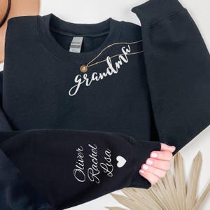 Personalized Grandma Sweatshirt, Grandma Sweatshirt With Kids Name On Sleeve, Grandma Crewneck With Kids Name, Mothers Day Gift, Grandma Fit