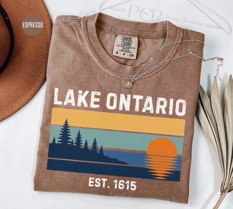 Comfort Colors® Lake Ontario Tee, Anti Trump Shirt, Lake Ontario Great Lake Tee, Great Lakes Sunset Graphic T-Shirt, Lake Ontario Forever image 2