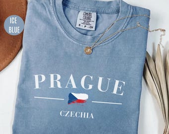Comfort Colors Prague T-Shirt: Vintage Czechia Traveler Shirt, Retro Vacation Tee, Europe Travel Souvenir