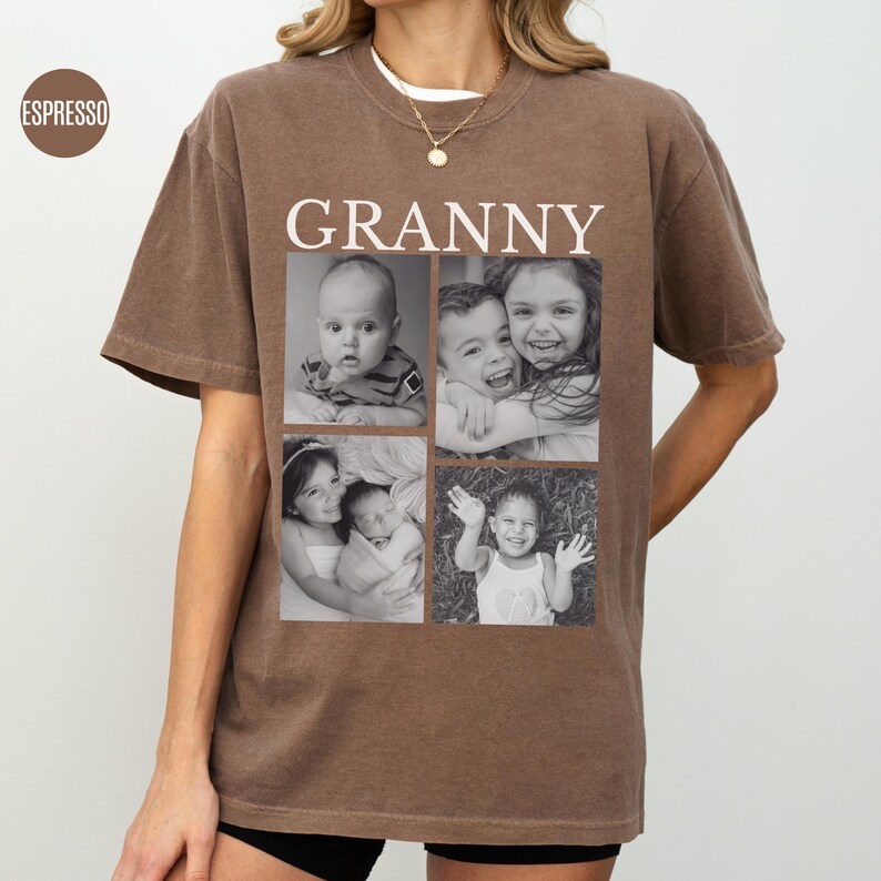 Custom Grandkids Photo Shirt: Comfort Colors Grandma Gift image 3