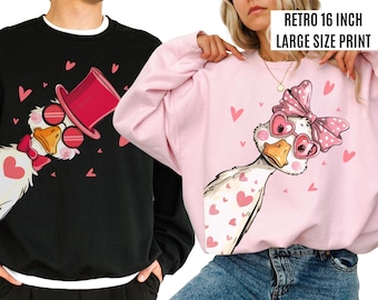 Valentine Goose Matching Shirts, Goose Couples Sweater, Coquette Valentines Day Sweatshirt, Silly Goose Valentine Shirt, Gift For Boyfriend