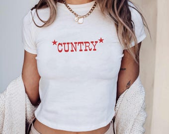 Y2K Cuntry Baby Tee: Western Rodeo Cowgirl Shirt