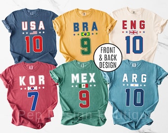 Comfort Colors® Unisex Retro Soccer Tees, Brasil Shirt, Argentina Tee, USA Jersey Shirt, Mexico Shirt, England Soccer Shirt, France Shirt
