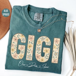 Personalized Gigi Shirt with Grandkids Names, Mothers Day Shirt, Custom Kids Names Grandma Shirt, Comfort Colors Floral Gigi Shirt, Mom Gift