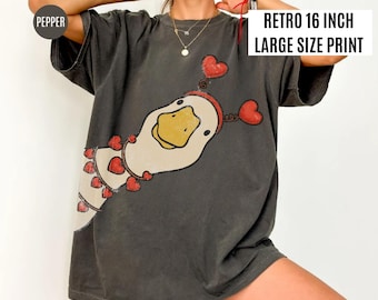 Koszulka z gęsią w stylu retro walentynkowym, zabawna koszulka z gęsią w wygodnych kolorach, koszulka walentynkowa, koszulka „Bądź mój”, słodka koszulka retro z gęsią