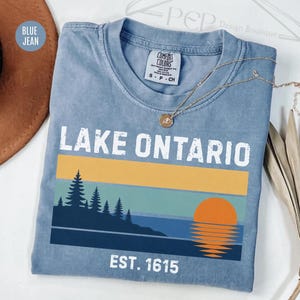 Comfort Colors® Lake Ontario Tee, Anti Trump Shirt, Lake Ontario Great Lake Tee, Great Lakes Sunset Graphic T-Shirt, Lake Ontario Forever image 1