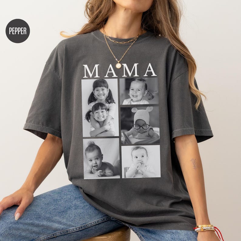 Custom Grandkids Photo Shirt: Comfort Colors Grandma Gift image 4