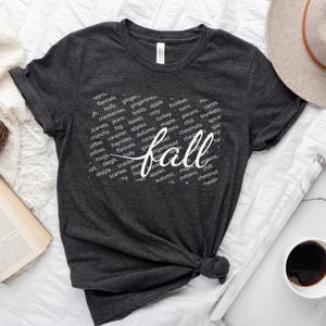 Fall Words Shirt: Hello Fall Cozy Women’s T-Shirt, Autumn Vibes Tee, Thanksgiving Pumpkin Season