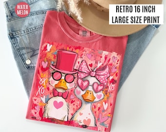 Comfort Colors Funny Couple Goose Shirt, Pink Coquette Valentine Tee, XoXo Preppy Goose Shirt, Trendy Valentines Day Shirt, Vday Sublimation