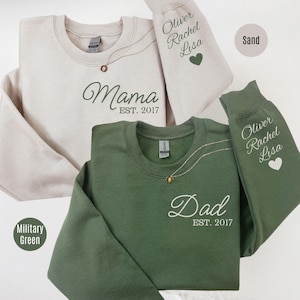 Custom Matching Dad and Mama Sweatshirt: Personalized Family Crewneck, Custom Mom & Daddy Sweatshirts