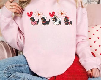 Dachshund Valentines Sweatshirt, Dog Lover Tshirt, Dachshund Owner Gift