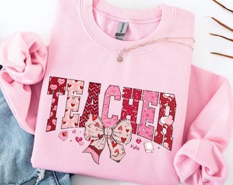 Sudadera para el Día de San Valentín para profesores, bonita camiseta rosa para profesores, regalo para el día de San Valentín.