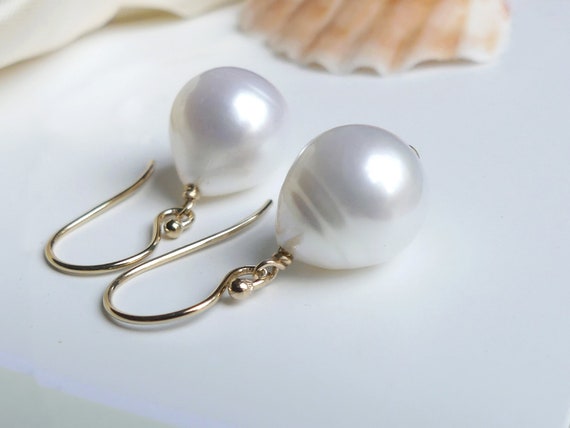 Leverback pearl shop earrings 14k
