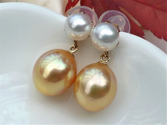 Luxury 18ct Gold Plated Large Pearl Crystal Rhinestone Dangling Drop Earrings