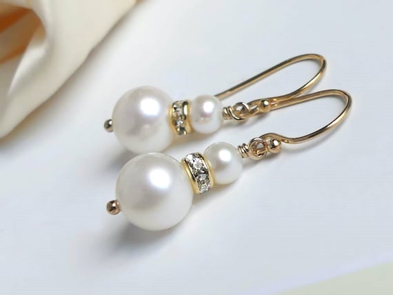 14k Gold-filled Lever Back Earrings Crystal and Cultured Freshwater Pearl 14k Gold-filled Lever Back Earrings Crystal and Cultured Freshwater Pearl