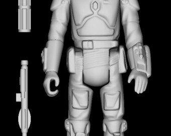 Life-size Vintage 1979 Star Wars Boba Fett Kenner Action Figure 3D